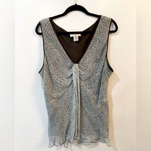 Nine West sleeveless tank.  brown/tan/grayish blue print size 20